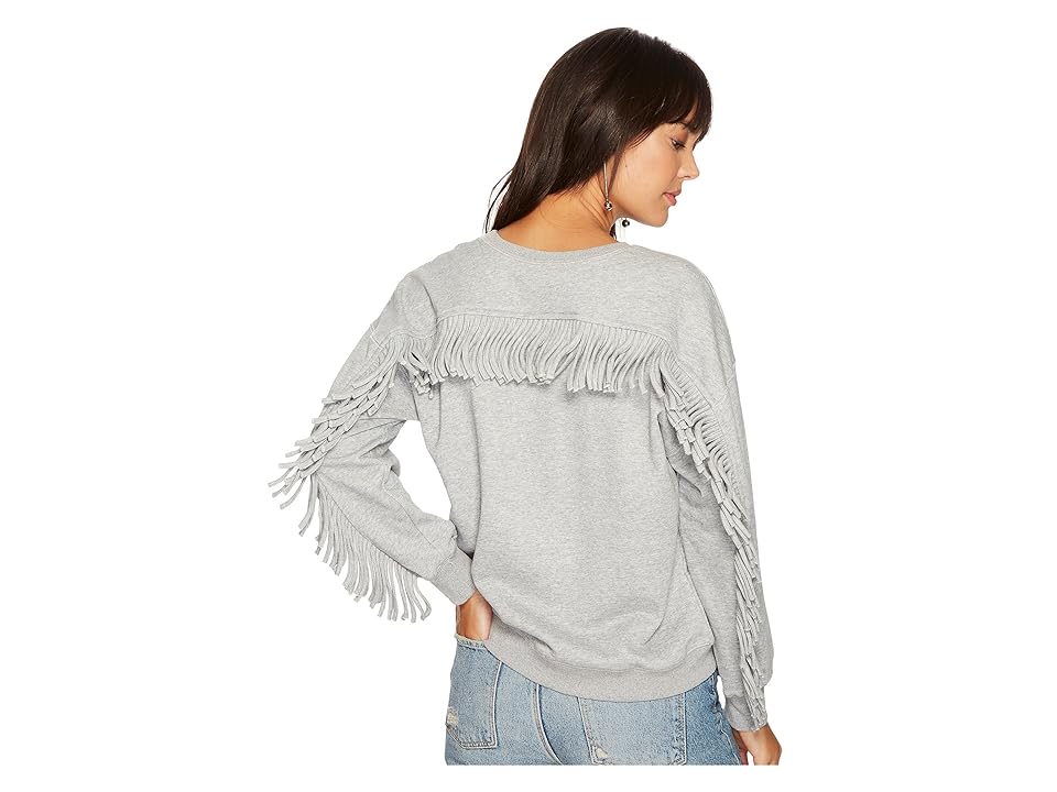 

J.O.A. Fringe Back Sweatshirt (Grey) Women's Sweatshirt, Gray