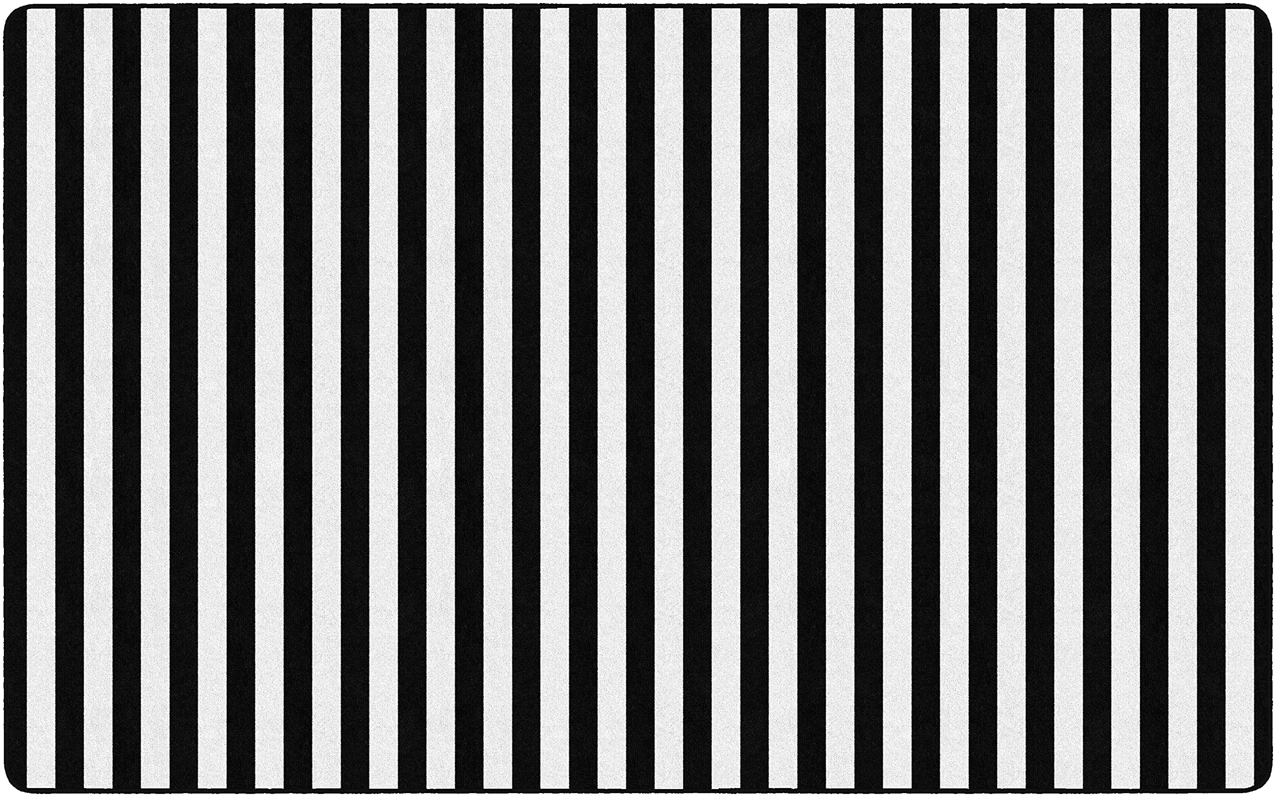 Flagship Carpets Schoolgirl Style Simply Stylish Black & White Stripe Classroom Area Rug for Indoor Classroom Learning or Kid Bedroom Educational Play Mat, 7'6