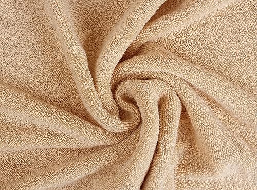 Vista 3 de Towel and Linen Mart - Juego de 4 toallas de baño, color beige, tacto suave, lujoso, secado rápido, extra absorbente, 100% algodón hilado en anillo
