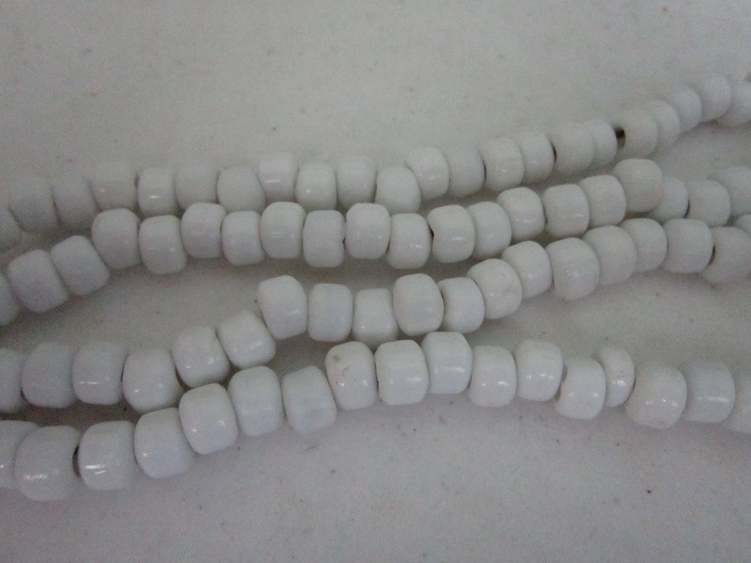 White Opague Glass Crow Pony Beads Jewelry Craft Bead Necklace 100 pcs 9 x 6MM