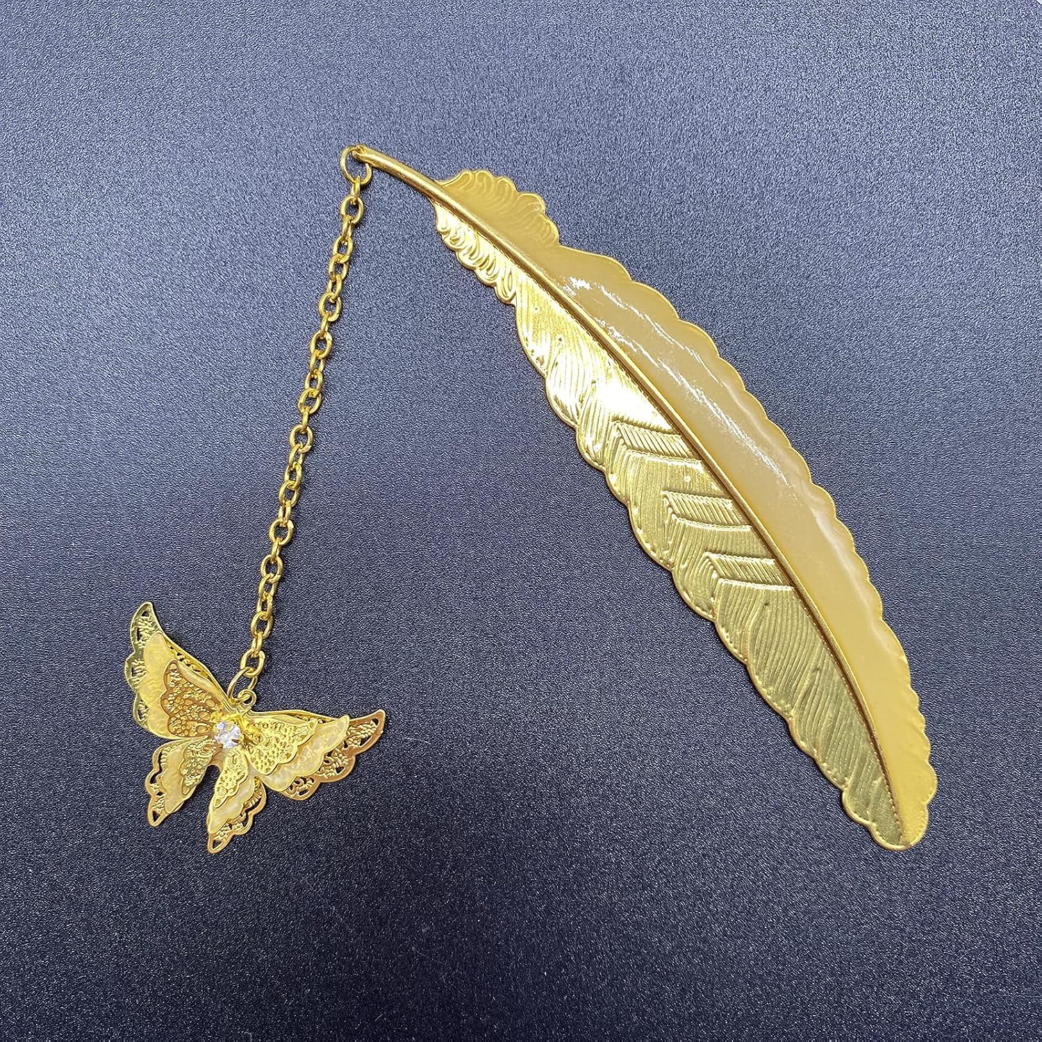 Luminous Bookmarks,Metal Feather Book Marks with Gift Box,Fathers Day Gifts from Kids, Ideal Gift for Reader, Woman and Kids. (Golden Butterfly)