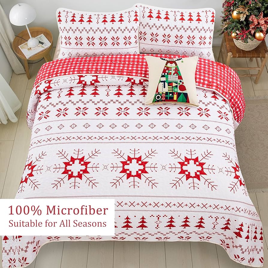 Amazon.com: WONGS BEDDING Christmas Quilt Set Twin(68