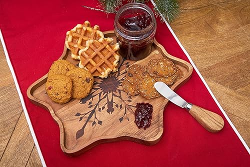 Miniatura 6 de C&F Home Tabla de servir copo de nieve con esparcidor S/2 marrón