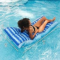 Vista 2 de Big Joe Kona Hammock No Inflation Needed Pool Lounger with Headrest, Quick Draining Fabric, 4 feet Big