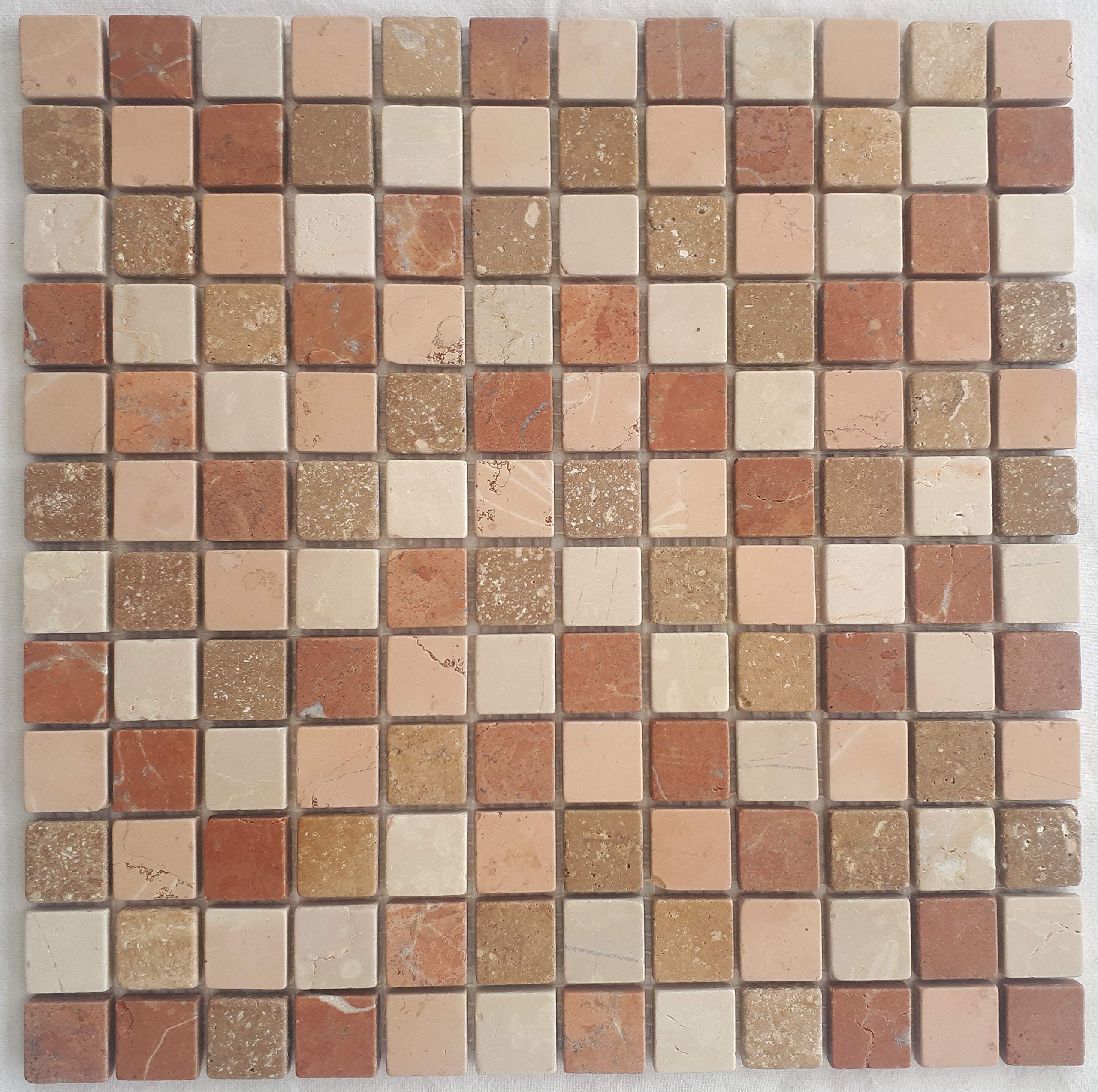 Marmo Mosaico Opaco Rosso Crema Beige 30 x 30 cm Pietra Naturale Piastrelle Rosso Verona M667