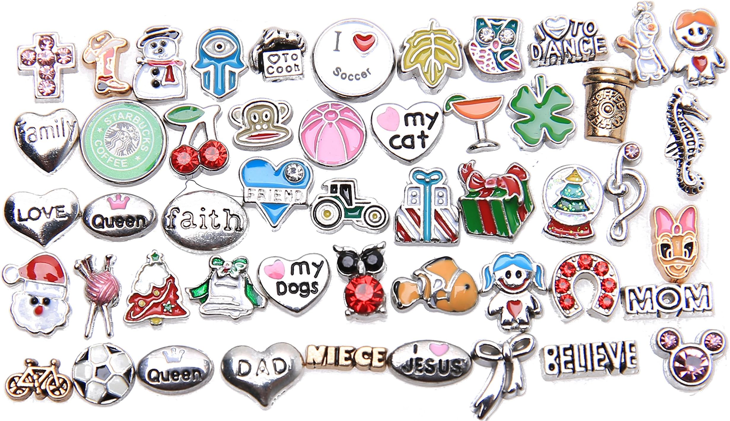 YuanKanJu 50 Pcs Mixed Random Floating Charms for Glass Living Memory Lockets Origami Owl Lockets DIY Wholesale Gold and Silve by Loyalight Model 3 (50 Pcs)