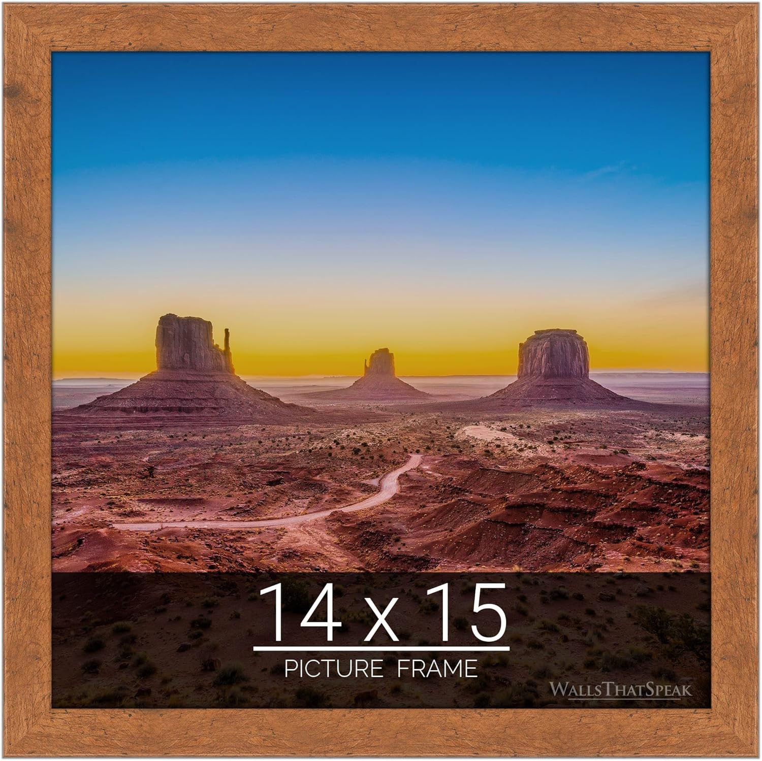 wallsthatspeak 14x15 Light Walnut Rustic Pine Picture Frame for Puzzles Posters Photos or Artwork