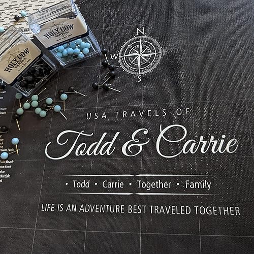 Miniatura 3 de HolyCowCanvas Personalized Grey Canvas United States Map with Push Pins, 3 Sizes, Mark Travels, Push Pin Map United States, Couples Gift for