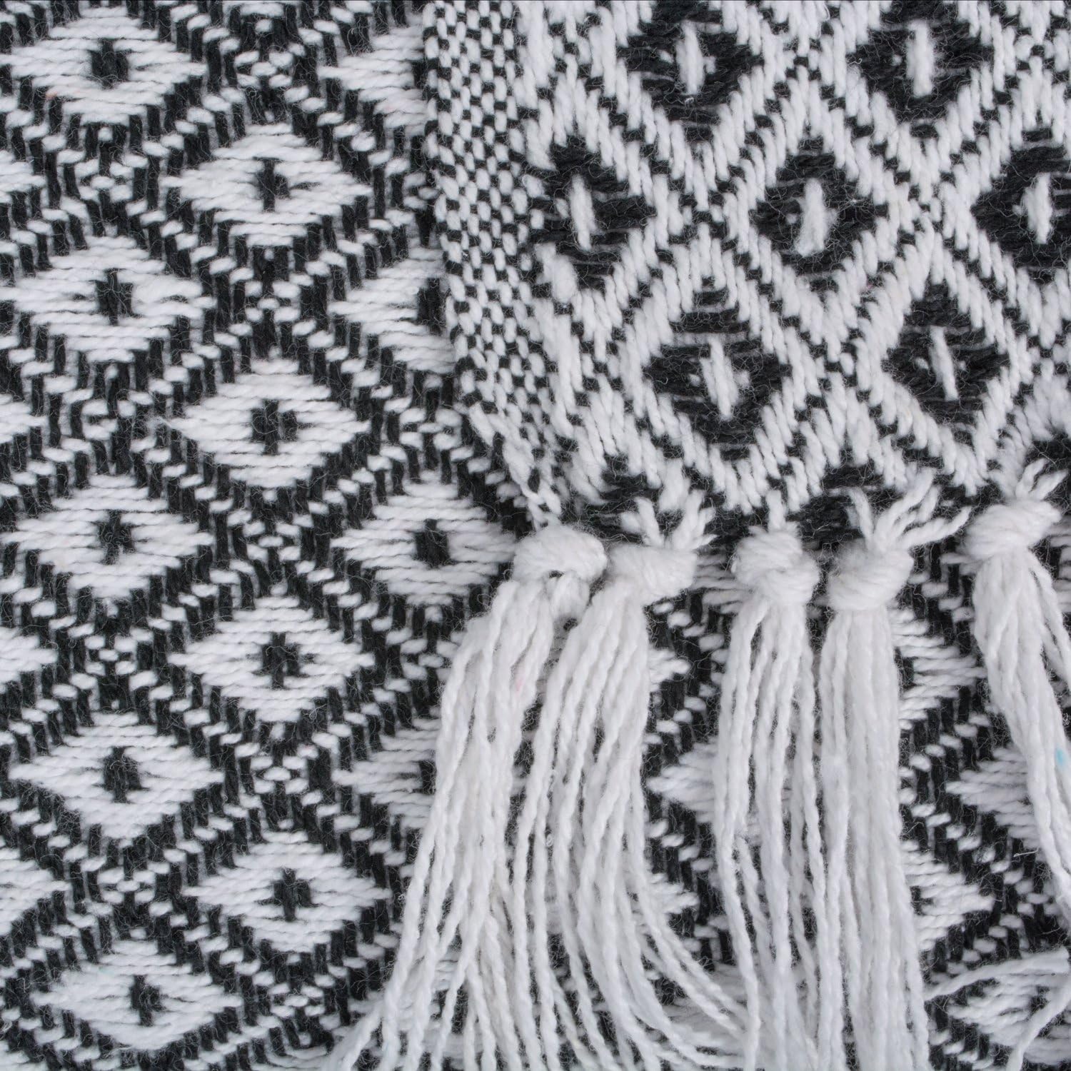DII Global Mini Diamond Woven Throw, 50x60, Black