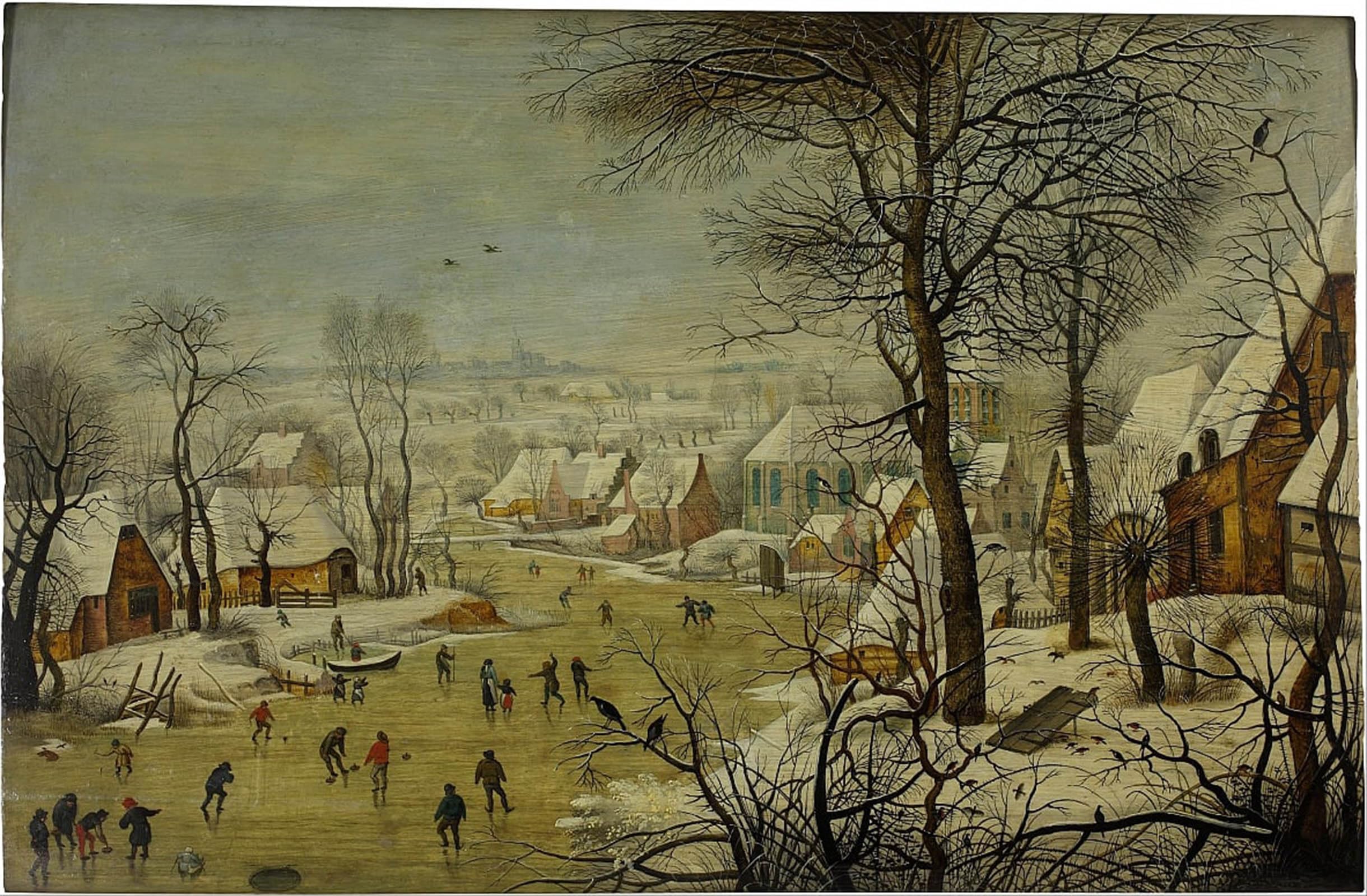 POSTERIIk Famous Print Pop Art Wall Art Graffiti Winter Landscape with a Bird Trap by Pieter Brueghel the Younger Art Prints for Home Decor 60x90cm