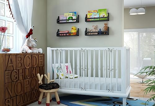 Miniatura 6 de brightmaison Estantería de pared negra para decoración de guardería, estantería flotante para habitación de bebés y niños, organizador de libros,