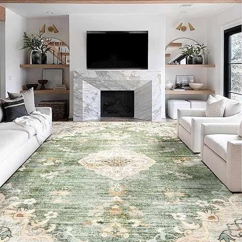 Miniatura 284 de MUJOO - Alfombra de 8 x 10 pies para sala de estar, grande, lavable, bohemio, para dormitorio, antideslizante, abstracto, suave, de pelo corto