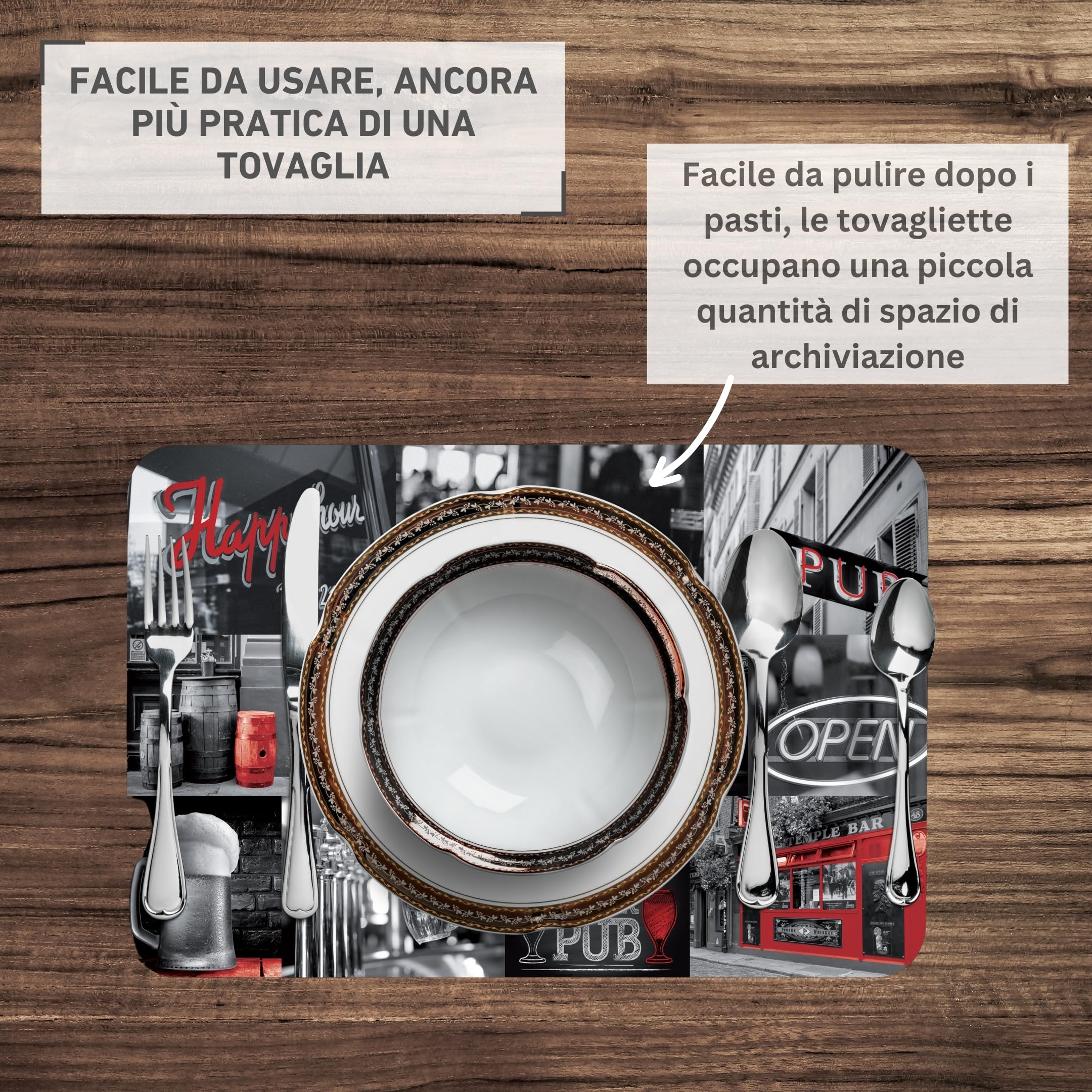 Tovagliette Stampate Marguerite - Set Da 4, 30x45 Cm, Impermeabili E Facili Da Pulire