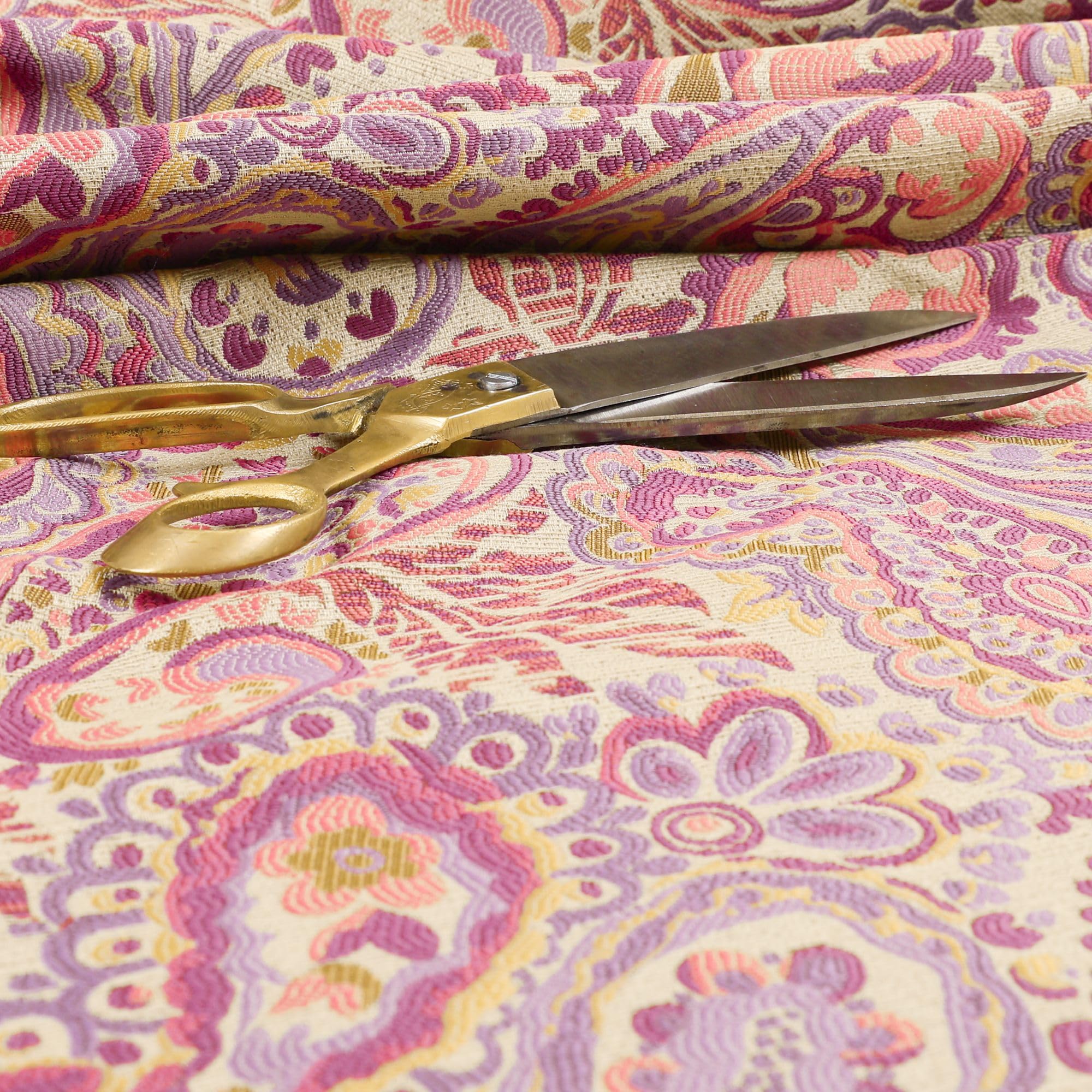 Redbrick Mill Fabrics Flame Retardant All Over Paisley Pattern Purple Lilac Colour Chenille Upholstery Curtain Fabrics (Per Metre) โ image 1