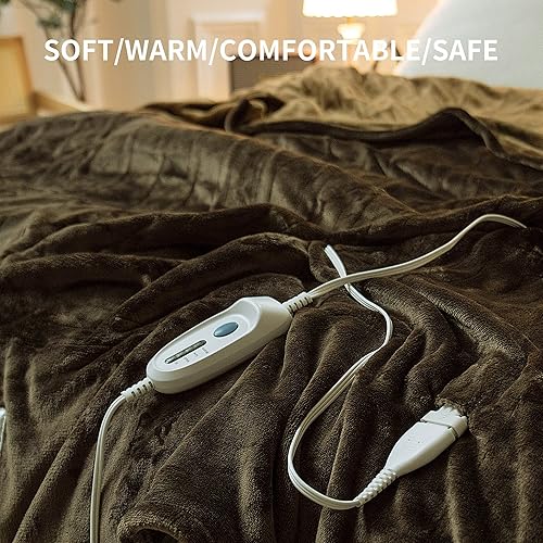 Miniatura 5 de Jets Home Manta térmica Queen de 84 x 90 pulgadas manta eléctrica de franela certificada ETLFCC manta térmica lavable a máquina con 4 niveles de