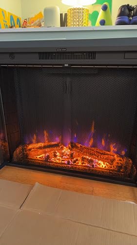 Amazon.com: Benrocks 36” Electric Fireplace Inserts with Glass Door and  Mesh Screen, Multicolor Flames u0026 Fire Crackling Sounds, Timer, Overheating  Protection Fireplace Heater, 750/1500W : Home u0026 Kitchen