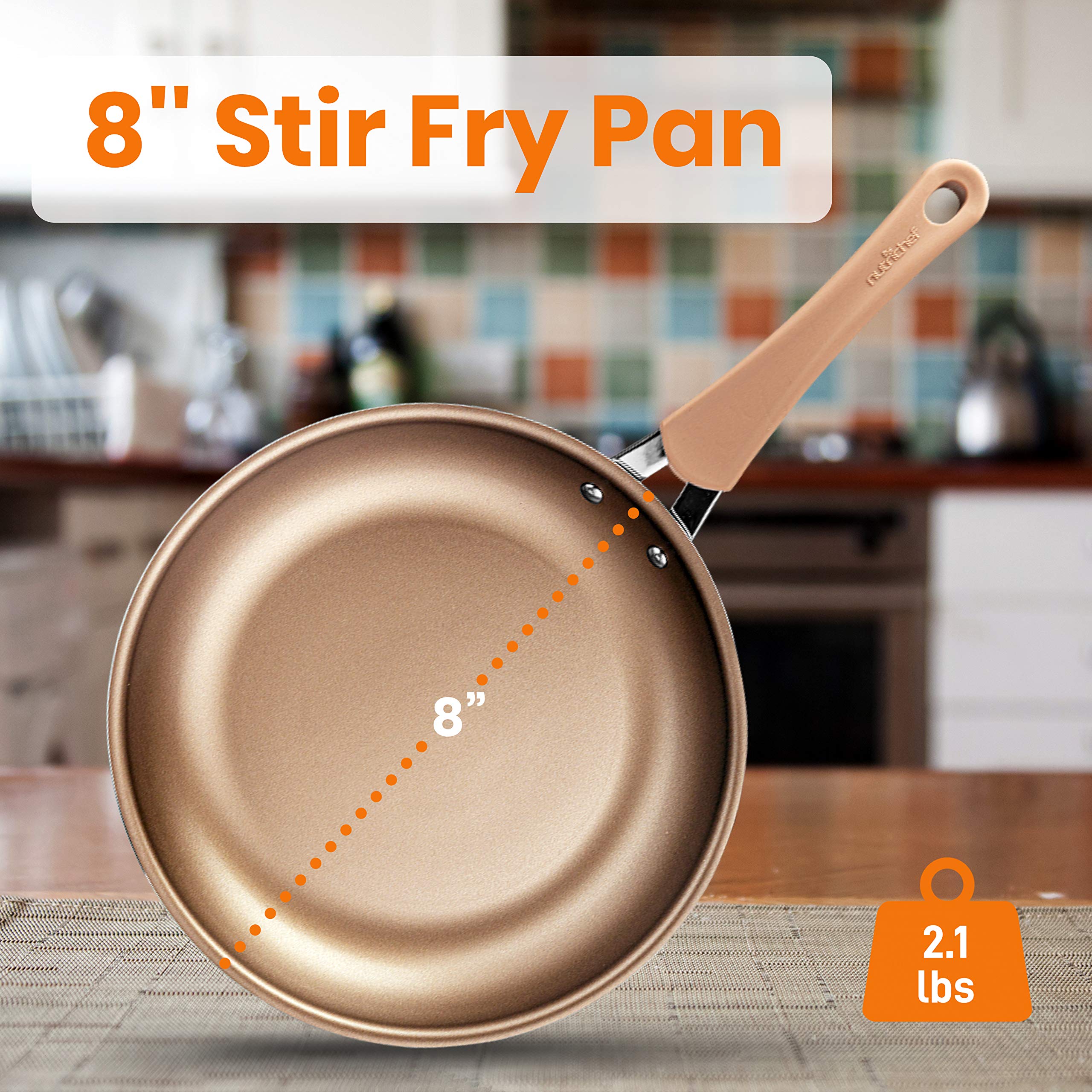 NutriChef 8'' Durable Small Fry Pan-Non-stick High-Qualified Cookware, Induction PTFE/PFOA/PFOS-Free Heat Resistant Lacquer Kitchen Ware, Compatible with Models: NCCW14S & NCCW20S, 8