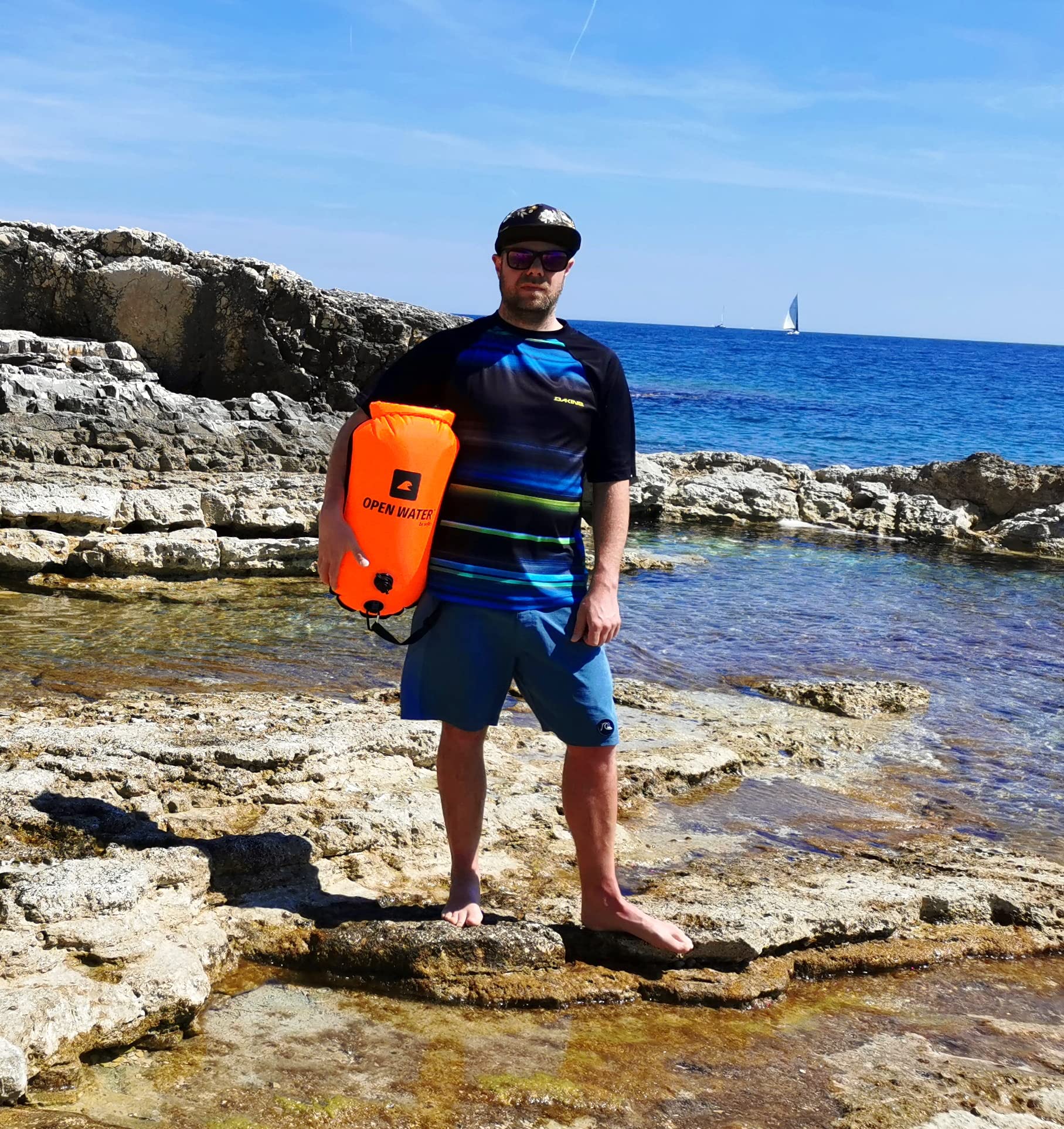 OPENWATER Bouée gonflable pour la natation et le sac à dos 3en1 - grande bouée avec une poche sèche pour les choses 28L - bouée de triathlon