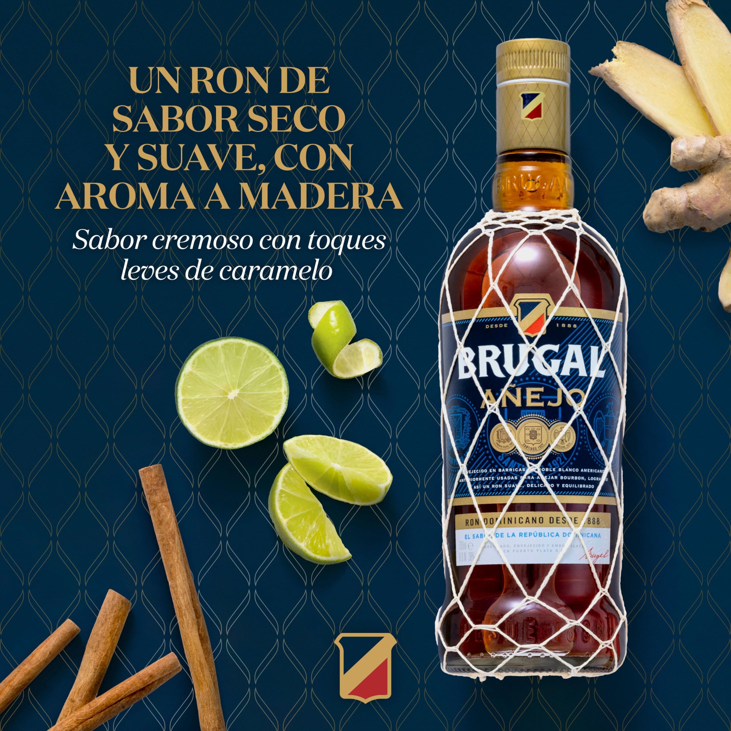 Brugal Añejo Ron Dominicano Superior Envejecido en Barrica de Roble 1L