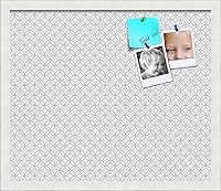 Vista 175 de PinPix Tablero de anuncios de corcho de 12 x 12 pulgadas. Este tablero decorativo enmarcado viene con diseño de círculos B W y un marco blanco