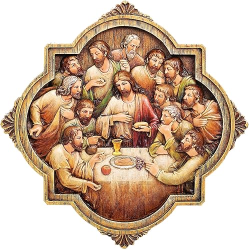 Joseph's Studio by Roman - Placa de pared de la última cena, aspecto de madera tallada, colección Renacimiento, 10.25 pulgadas de alto x 10.25