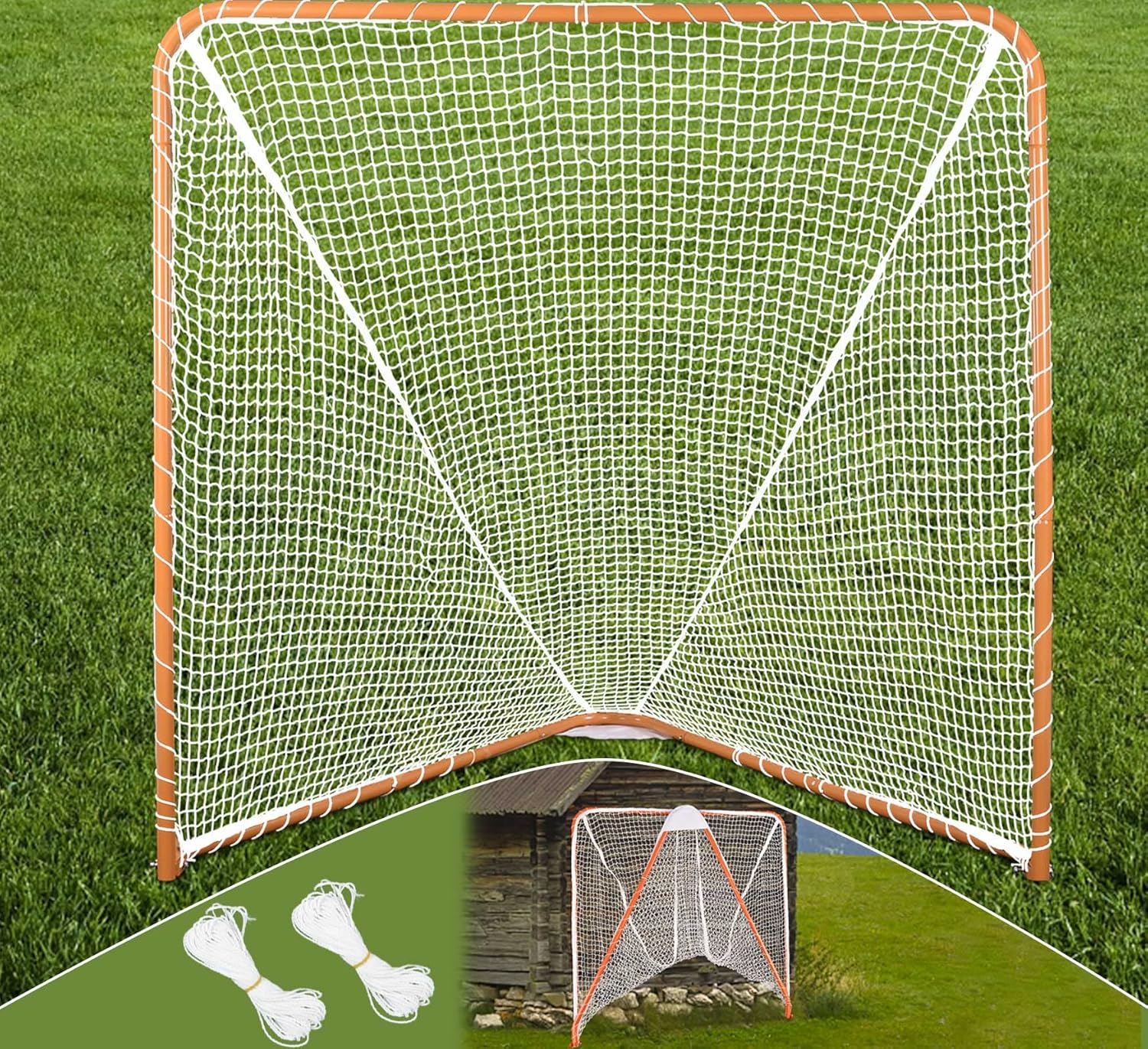 Lacrosse Goal Portable Lacrosse Nets for Backyard Heavy Duty Steel Frame Lacrosse Training Net Training Equipment Lacrosse net 6x6FT