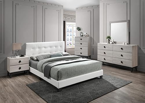 Miniatura 4 de NewCosmos Bedroom Furniture Contemporary Look Cream Color Nightstand Drawers Bed Side Table Plywood