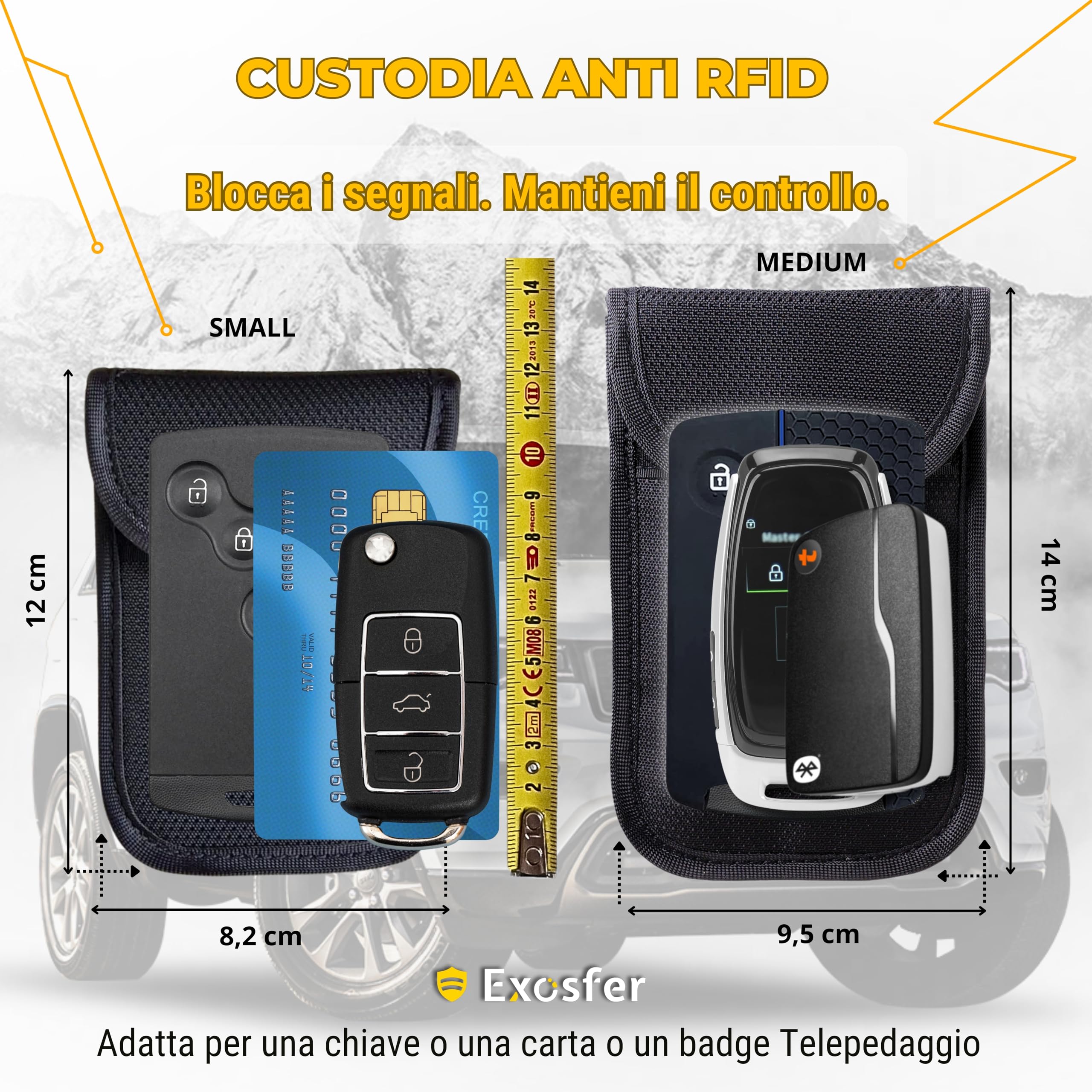 Custodia Schermata Chiave Keyless Ripstop Medium Gabbia Faraday Antifurto Auto Blocco Segnale RFID