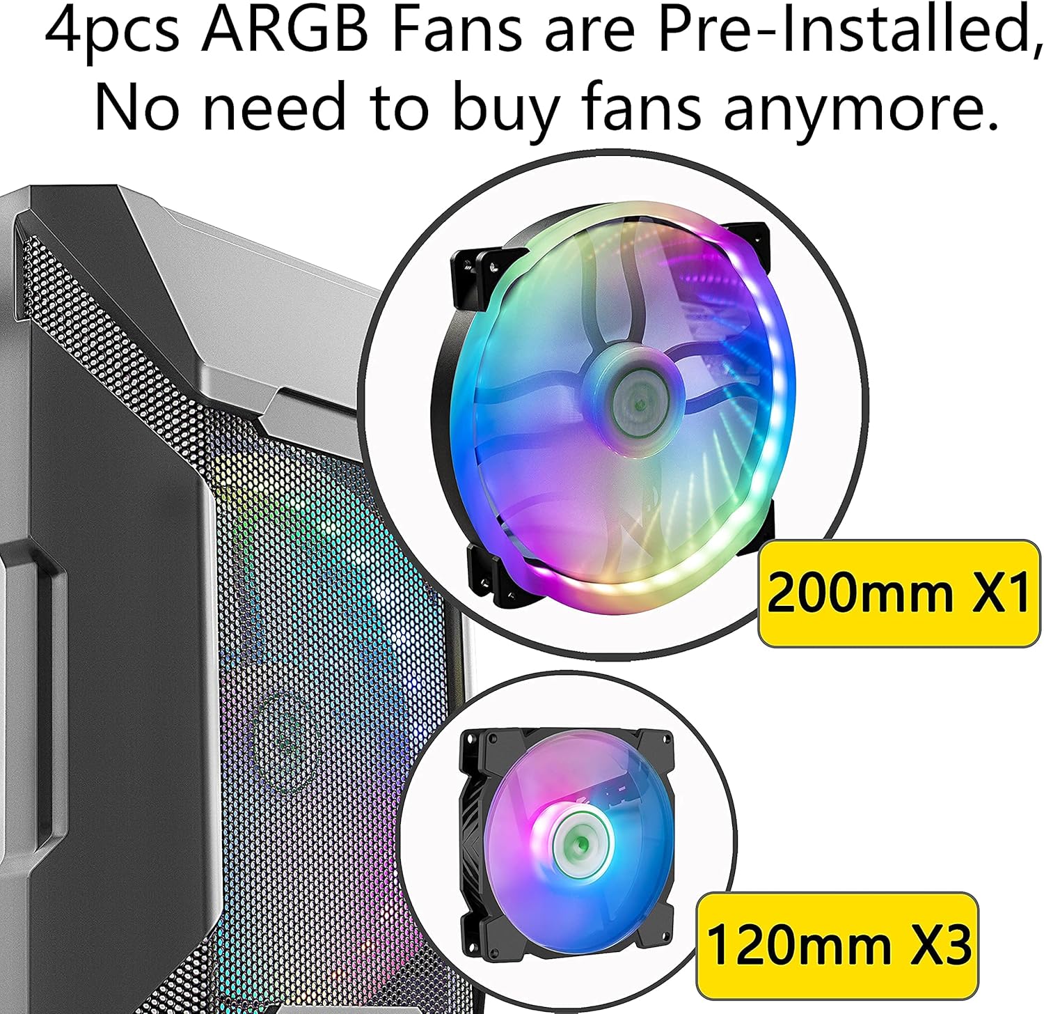 Black Friday - 70% OFF MUSETEX MATX (Micro-ATX) Tower 3PCS 120MM ARGB Fans + 1x 200MM ARGB Fan Pre-Installed 2 PCS × USB 3.0 Ports Opening Tempered Glass Panel & Mesh Front Airflow Micro-ATX Gaming PC Case (White,MK7-WN4)