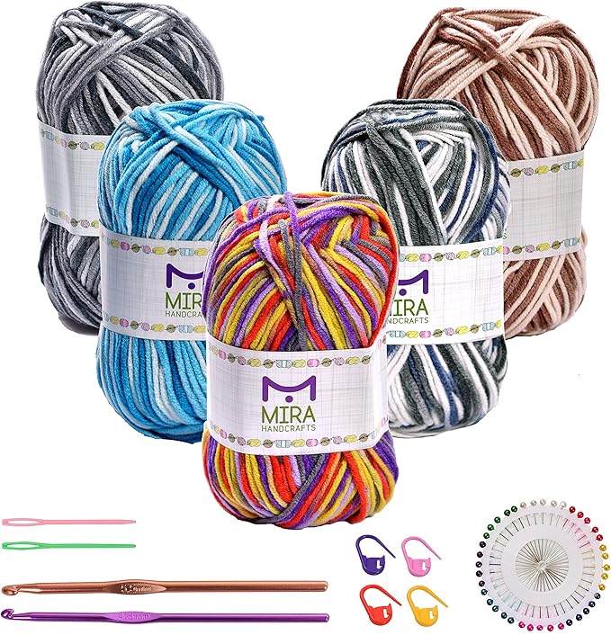 Mira Handcrafts 547 Yards Acrylic Yarn Variegated Soft Thread 5