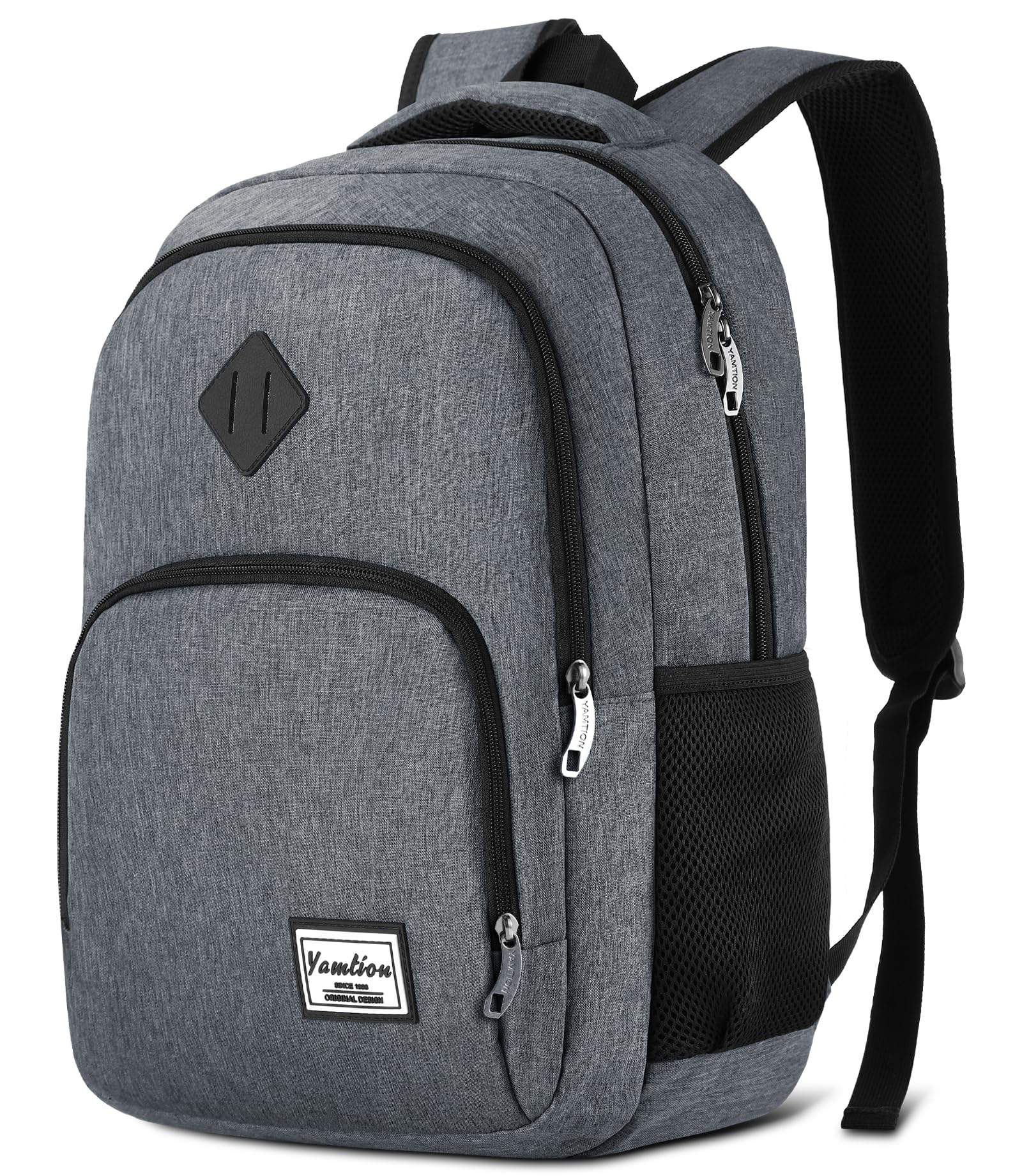 YAMTION - Zaino per uomo e donna, zaino per la scuola, per adolescenti, per laptop da 15,6 pollici (39,5 cm), zaino per computer portatile, con porta di ricarica USB, per lavoro, studio, viaggi