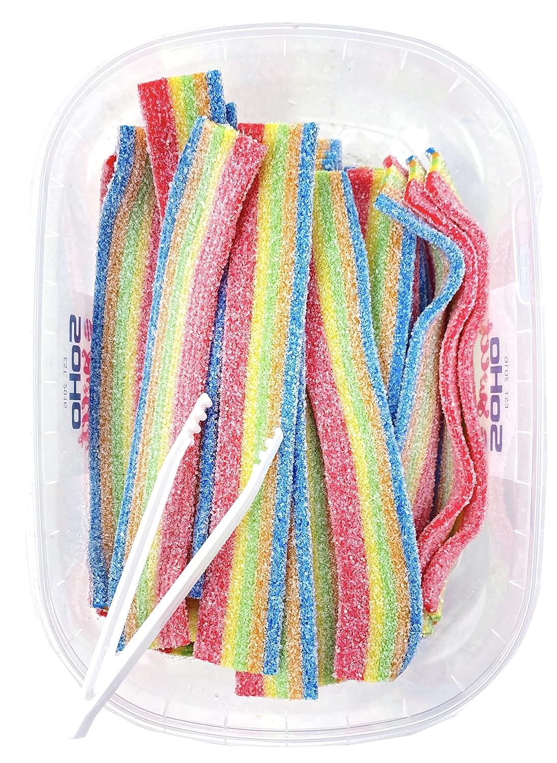 Soho Sweet Sour Belts Non-GMO Candy Belts – Sour Rainbow Candy Belts, Halal Candy (Pack of 2, 1 Pound Each)