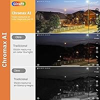 Vista 3 de Girafit Cámara de ventana de 3 MP 2K, cámaras de interior WiFi de 2.4 GHz y 5 GHz para seguridad en el hogar con visión nocturna a color ChroMax Al
