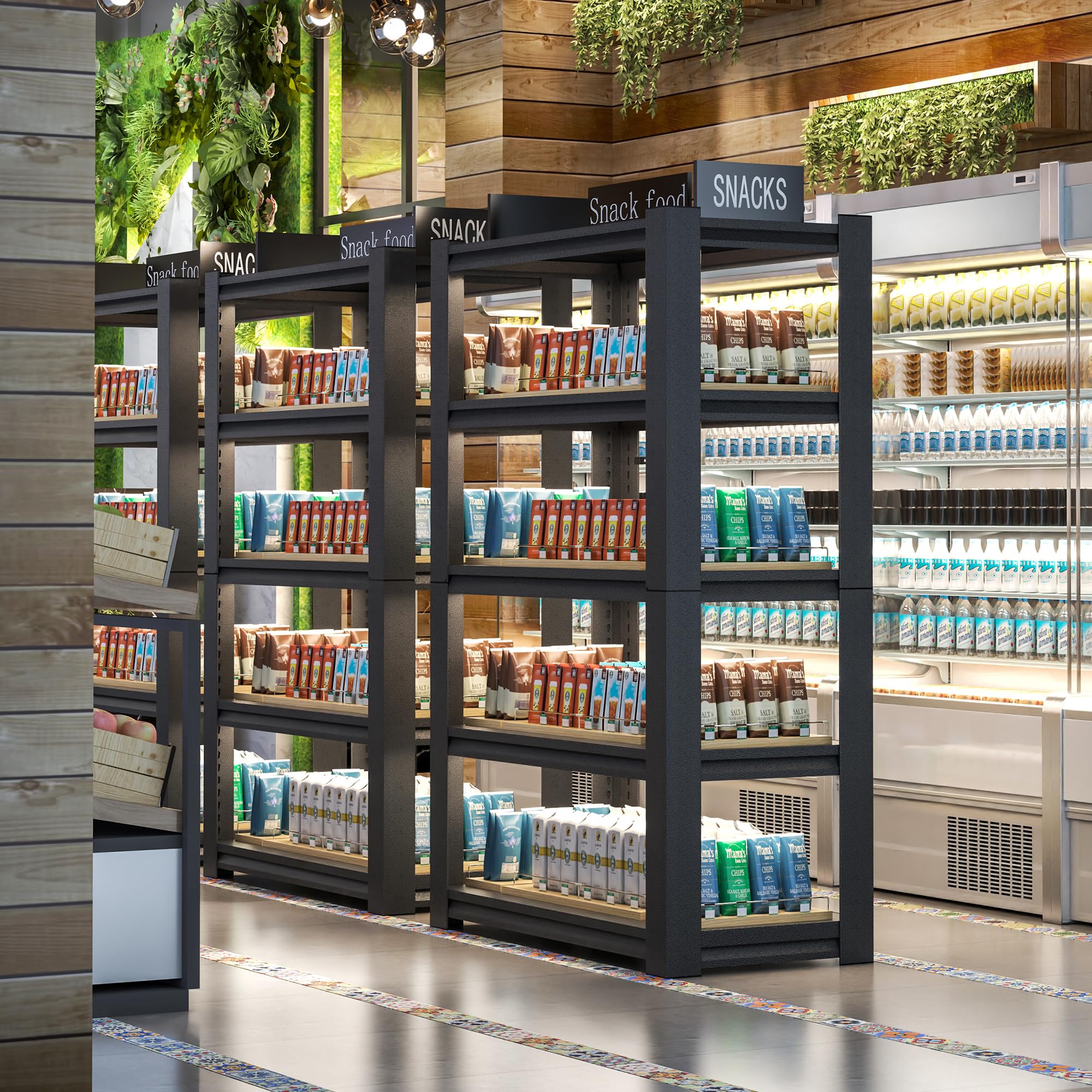 Garage Storage Shelves,Garage Shelving 2000lbs Heavy Duty Adjustable Steel Shelves 5 Tier Metal Shelf Organizer Storage Racks Tool Shelf and Industrial Shelving Warehouse Garage Unit: 78"*47.2"*18"