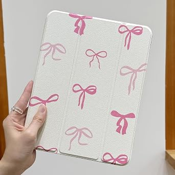DONGKE Case for iPad 11th Generation 11 Inch 2025 (A16 Chip) & iPad 10th Generation 10.9 Inch 2022 with Pencil Holder-[Auto Wake/Sleep], Trifold Stand Soft TPU Protective Cover, Pink Bows