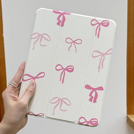 DONGKE Case for iPad 11th Generation 11 Inch 2025 (A16 Chip) & iPad 10th Generation 10.9 Inch 2022 with Pencil Holder-[Auto Wake/Sleep], Trifold Stand Soft TPU Protective Cover, Pink Bows