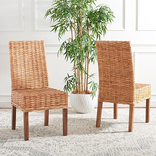 Miniatura 2 de Safavieh Home Collection Aubrey Silla auxiliar de mimbre de nogal Beige,2-Marrón,Marrón