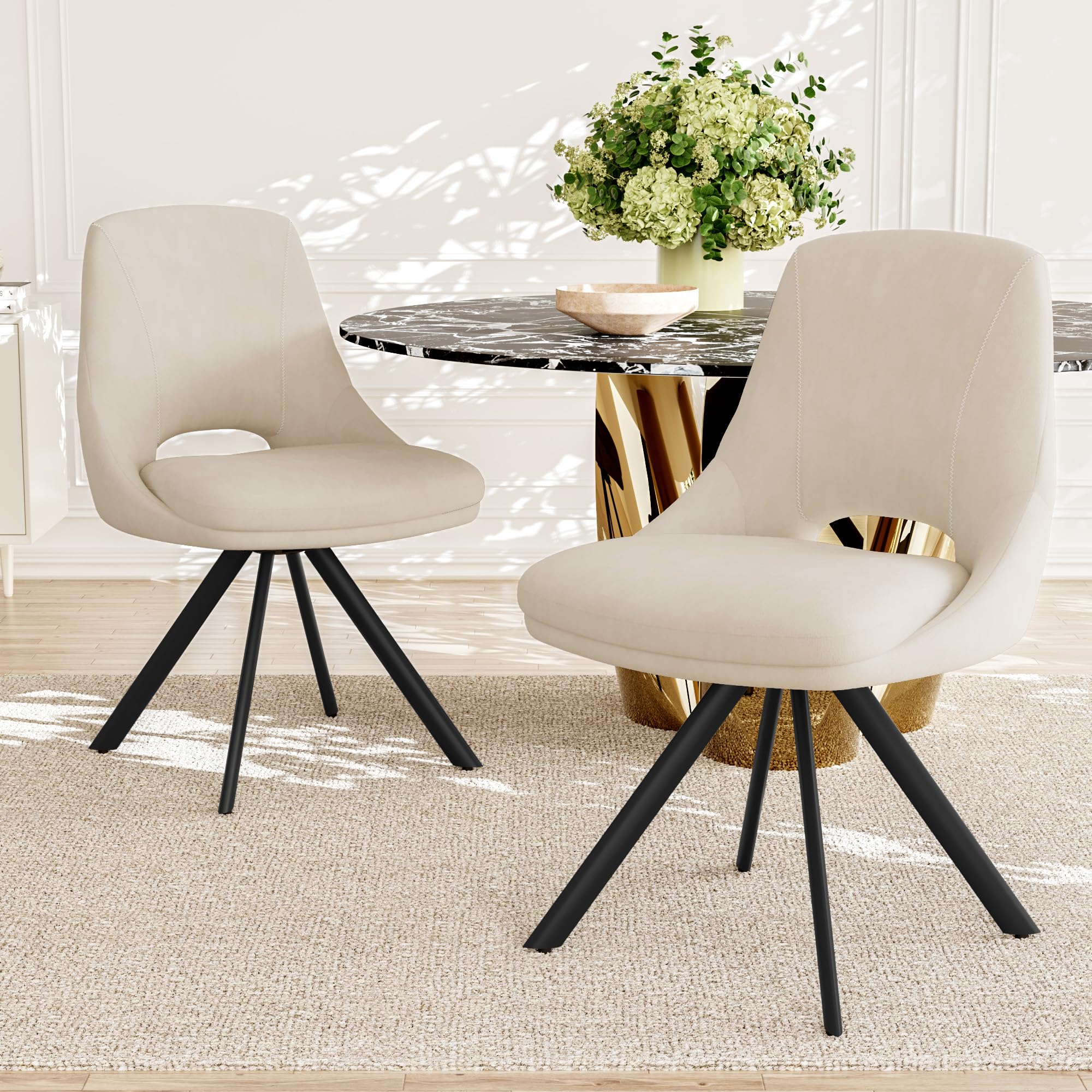 JIEXI Lot de 4 chaises de salle à manger - Chaises exclusives pour salon, cuisine, rembourrées, modernes, robustes, de qualité supérieure, ergonomiques et au look design (beige 4 chaises)