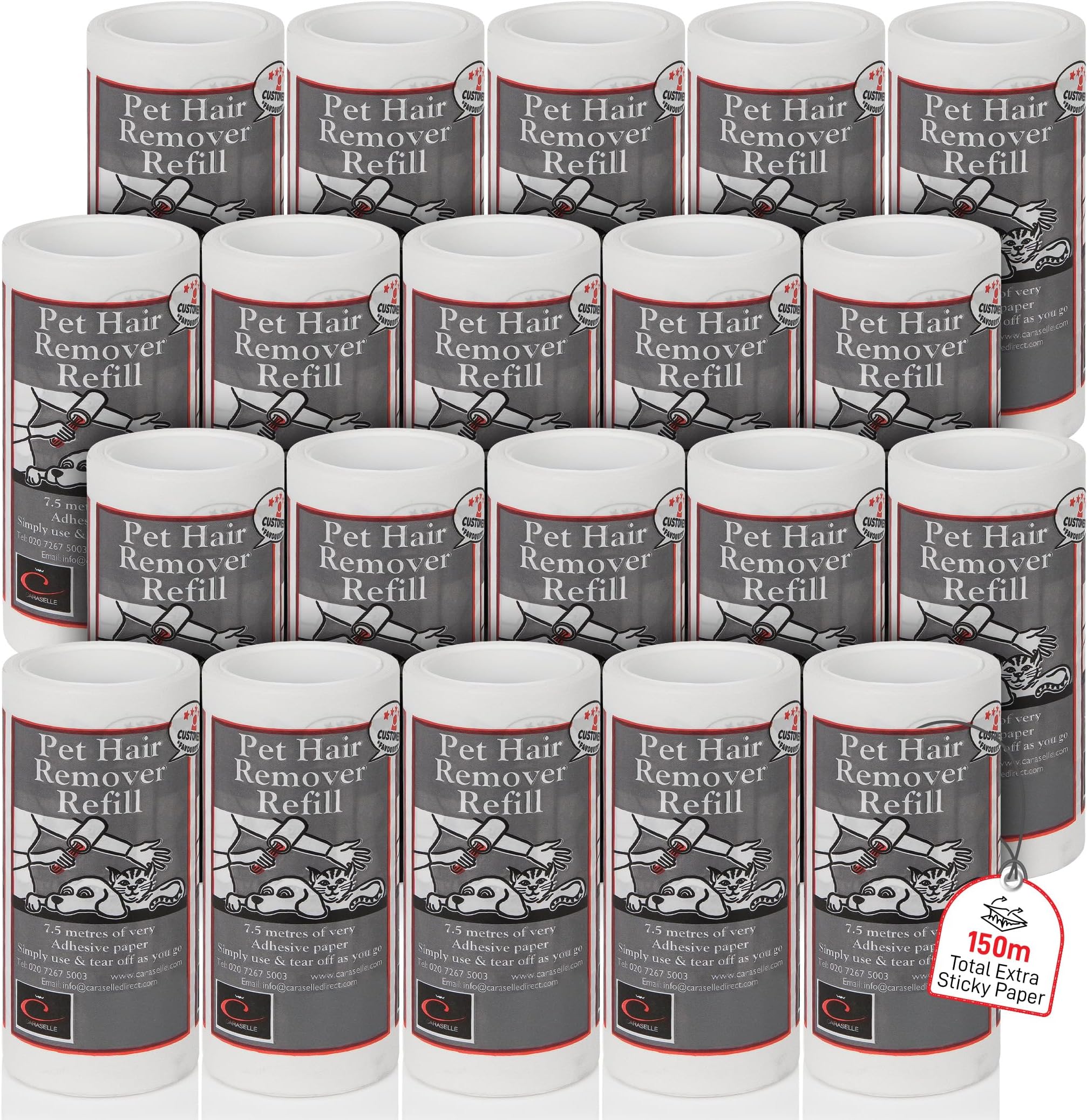 Caraselle Pet Hair Remover Refill Extra Sticky Lint Roller (20 refills)