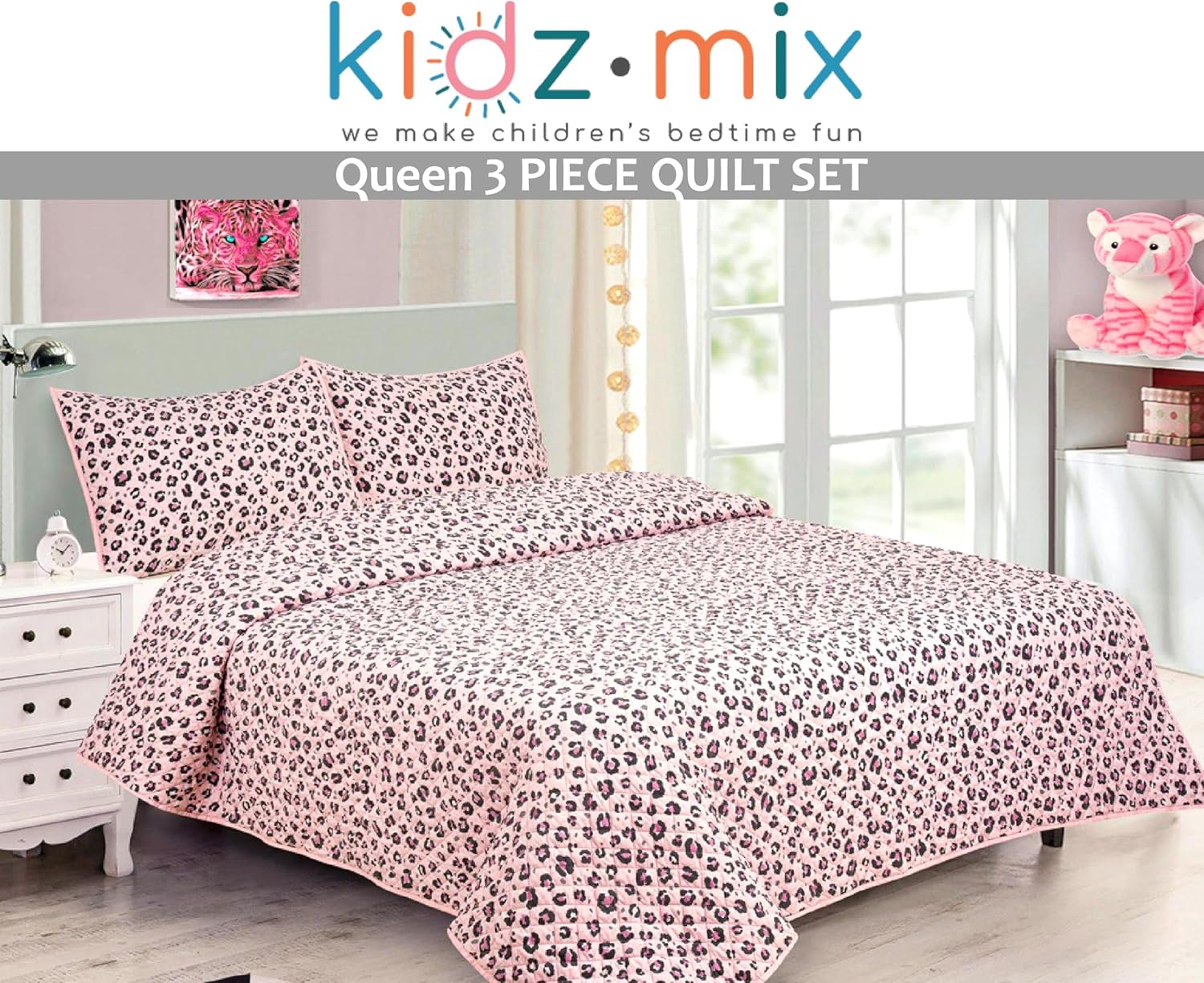 Cheetah Girl Power Quilt Set, Queen