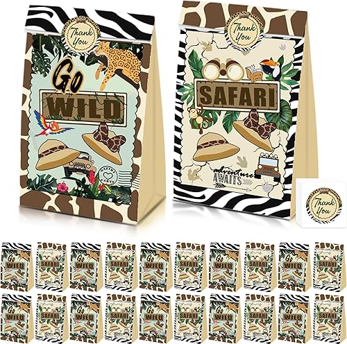Miniatura 9 de 24 cajas de regalo de fiesta de safari de ratón de la selva, suministros de decoración de fiesta de cumpleaños de safari de ratón, caja de regalos