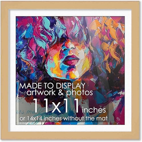 Miniatura 59 de Marco de madera negra de 9 x 9 pulgadas con paspartú blanco Con paspartú de 12 x 12 a 9 x 9 pulgadas Protector inastillable acrílico UV