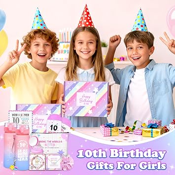 10 Year Old Girl Gifts, Gifts for 10 Year Old Girl 10th Girls Birthday Gift Ideas for Daughter, Sister, Niece, Granddaughter, Happy 10th Birthday Decorations Set of 10