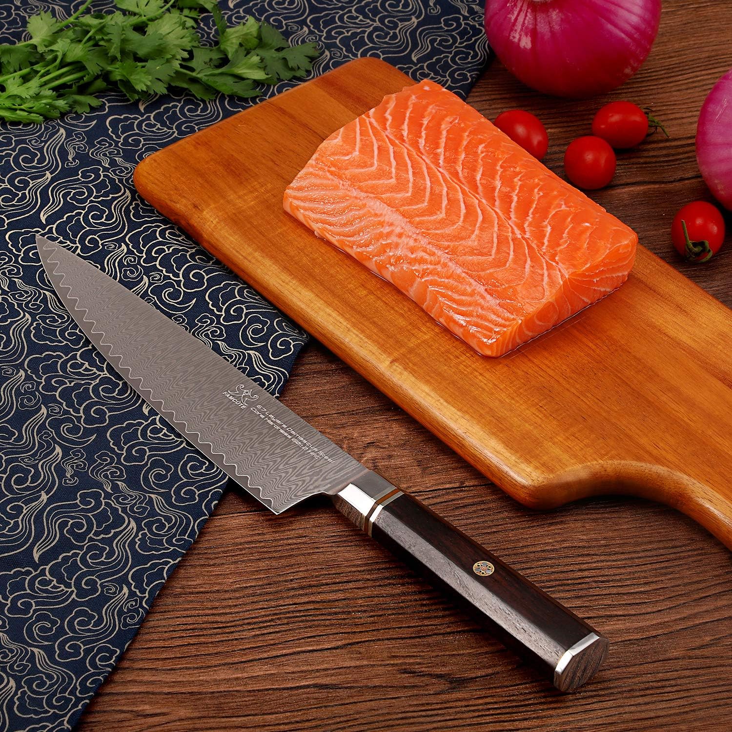 🔥 Flаѕh Sаlе FAMCÜTE 8 Chef's Knife, Made of 67 Layers Damascus w/Octago Indonesian Ebony Handle Professional Japanese Gyuto Knife have Razor Sharp and Superb Edge Retention