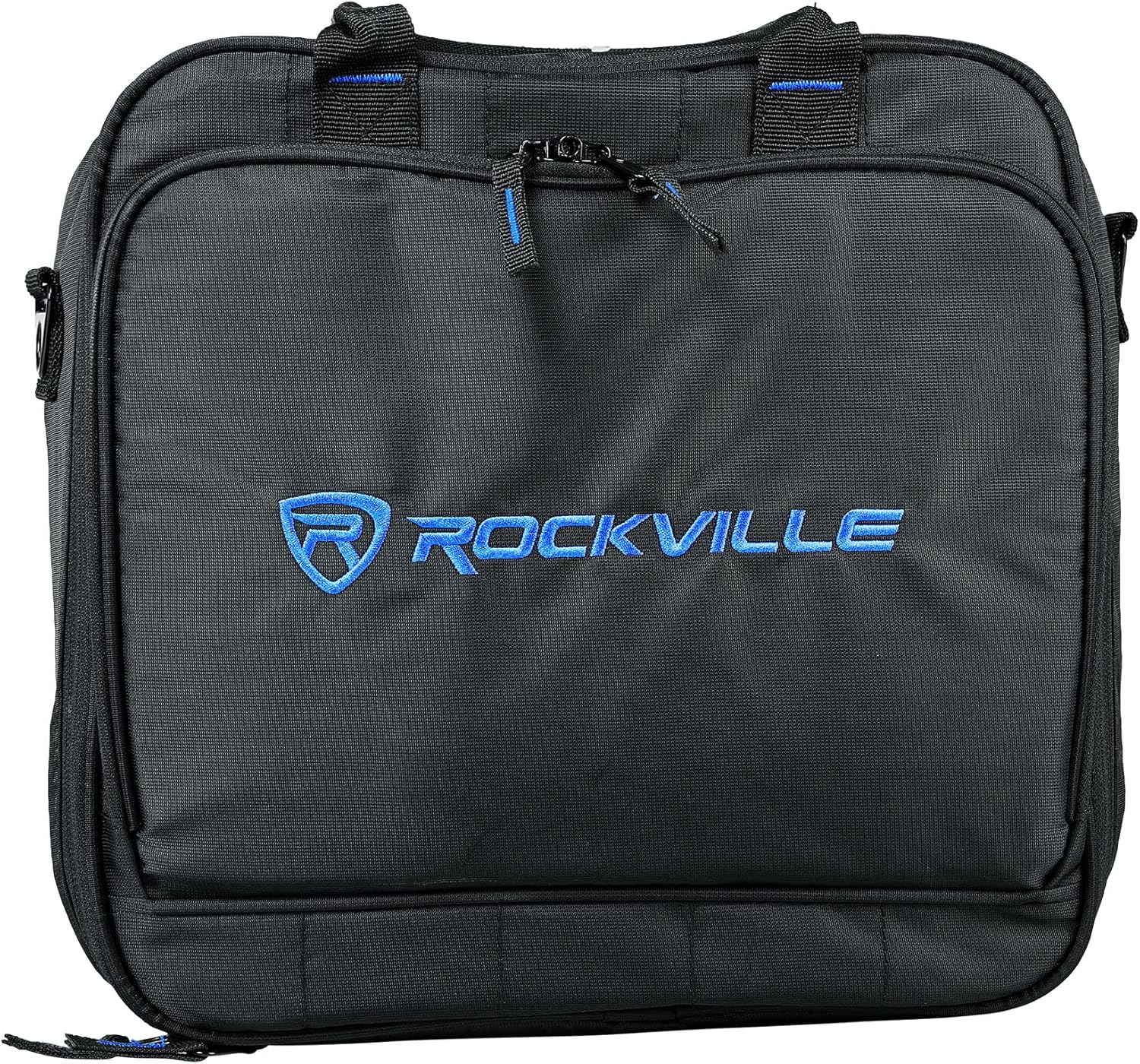 Rockville MB1313 DJ Gear Mixer Bag Case 13 x 13 x 6 Inches, Dual-Layer Foam Padding, YKK Zippers, Front Pocket, Adjustable Strap, for Mixers, Controllers, FX Pedals