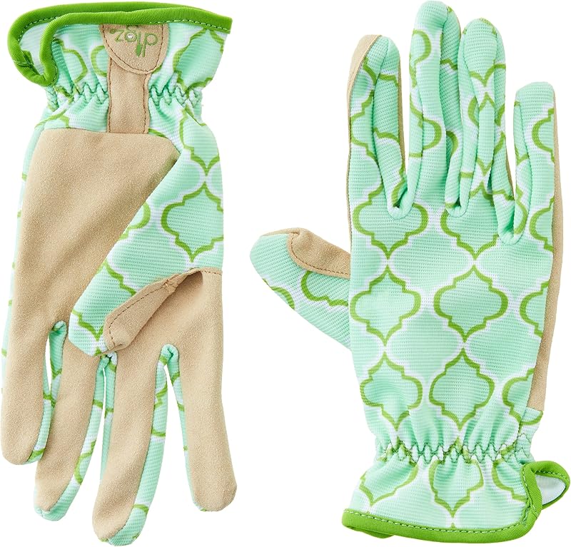 Planter Pro Women's Gardening Gloves and Work Gloves with Touch Screen Compatible Fingertips, Geometric Pattern, Large