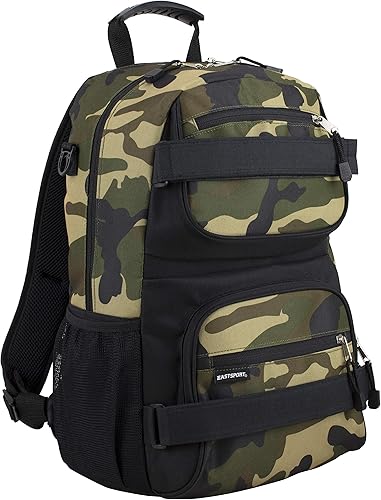 Eastsport Mochila de viaje para monopatín, bolsa para computadora portátil, diseño multideportivo para hombres y mujeres, Camuflaje ejército,