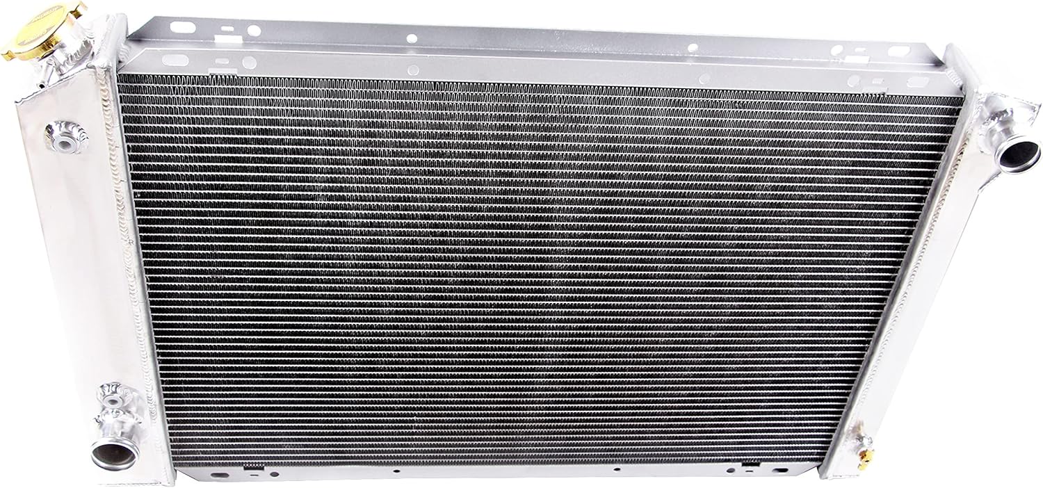 3 Rows All Aluminum Radiator For Ford 1980-1984 F100 F150 F250 F350 Bronco 5.0 5.8 7.5 Models, Silver, Cross.