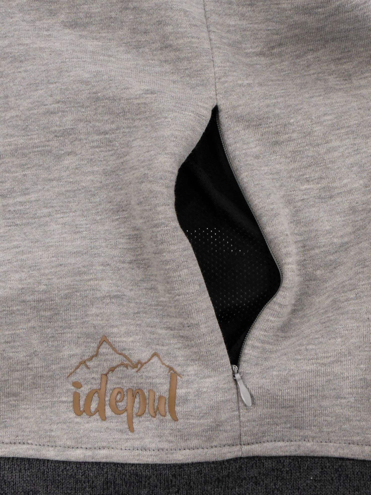 IDEPUL felpa da uomo con cappuccio e collo, felpa con cappuccio, felpa con cappuccio a manica lunga, colore grigio, L