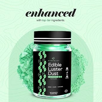 BeePoint Green Edible Luster Dust 15g - Food Grade, Vibrant Color Shimmer Powdered Dust for Drinks, Cocktails, Cake Decorating, Baking, Chocolates, Candy, Sweets, Cookies - Vegan & Gluten Free